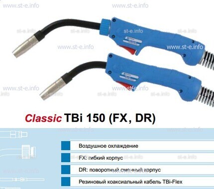 Горелка для полуавтоматической сварки TBi 150-blue-ESG, длина 3 метра - st-e.info - Кольчугино